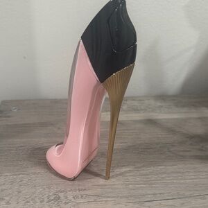 Carolina Herrera Pink and Black Heels with Gold Stiletto